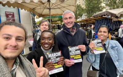 Au marché de Chanzy, on mobilise les pavillonnais pour la marche du 16 octobre