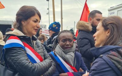 Éboueurs en grève à Romainville, visite de soutien avec Aurélie Trouvé